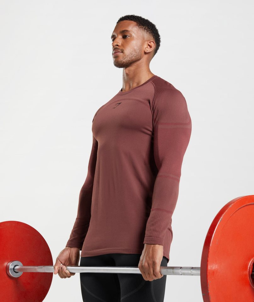 Men's Gymshark 315 Long Sleeve T-Shirts Brown | CA A785DN